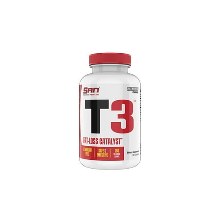 T3 Stimulant Free Fat Loss Supplement - Thyroid and Metabolism Support, Natural Non-Caffeinated Formula, 180 Capsules