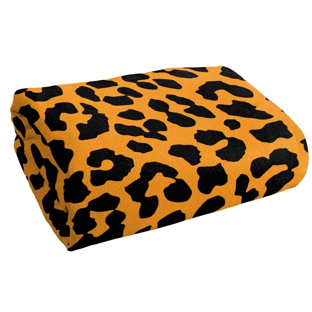 Leopard Print Orange and Black Beach Towel 30' X 60'
