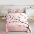 thumbnail image 2 of Homewish Cherry Blossom Queen Comforter Set,Pink Sakura Bedding Sets,Japanese Theme Bedding Comforter Set For Girls Kids,Microfiber Bedroom Decor,3pcs, 2 of 8