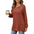 thumbnail image 3 of SOMER Long Sleeve Shirts for Women Knit Sweaters Pullover Side Slit Tops for Women Ribbed Knit Fall Shirts, 3 of 4