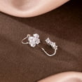 thumbnail image 5 of Solid 925 Sterling Silver Clover Flower Clip On Earrings for Women Teens CZ Flower Ear Cuff Earrings Non Piercing Wraps St. Patricks Day Earrings, 5 of 7