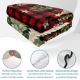thumbnail image 4 of Quilts Twin XL Size Bedding Set, Red Christmas Lightweight Quilted Comforter, Green Xmas Trees Snowflake Rustic Plaid Soft Reversible Bedspread Coverlet with Pillow Covers for All Season, 68" x 98", 4 of 9