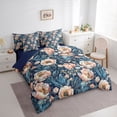 thumbnail image 2 of Erosebridal Pink Blossoms Twin Bedding Sets for Girls, Tropical Flower Floral Bedding Comforter Set, Navy Reversible, 7pcs, 2 of 5