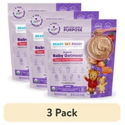 (3 pack) Ready, Set, Food! Organic Baby Oatmeal, 9 Top Allergens, Peanut Butter Strawberry, Stage 3, 8 oz