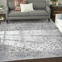 Nicole Curtis Machine Washable Traditional Boho Grey 9'2" x 12' Area Rug, (9' x 12')