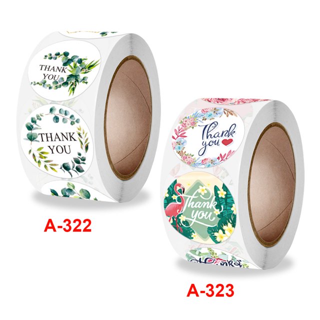 Rollo de 1000 Piezas de Etiquetas Adhesivas de Regalo de Agradecimiento, Pegatinas de Agradecimiento, Pegatinas Redondas de Agradecimiento, Etiquetas Adhesivas Florales para Envolver Regalos, 2 Rollos Rojo Verde