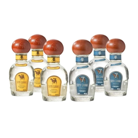 Six Pack Tequila Siete Leguas Blanco y Reposado 50 Ml Siete Leguas Tequila, Blanco, Reposado