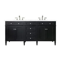 James Martin Vanities Brittany 72" Black Onyx Double Vanity w/ 3 CM Arctic Fall Solid Surface Top