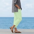 thumbnail image 5 of SwiftWear Women's Cotton Linen Straight Leg Pants Elastic Waist Casual Ankle Cropped Trousers with Pockets Stretch Pull On Comfy Pants, 5 of 9