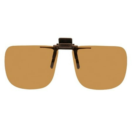 Flip Up Sunglasses Polarized Clip on Flip up Plastic Sunglasses, Rectangle, 58mm Wide X 47mm High (131mm Wide), Polarized Brown Lenses ()