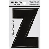 Hillman Group 841554 3 in. Black Glossy Vinyl Die-Cut Adhesive Letter - Z