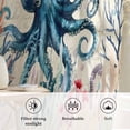 thumbnail image 6 of Coastal Nautical Octopus Semi Sheer Curtains Drapes for Living Room,Bedroom,French Doors Window 72 Inches Long,Oceans Corals Jellyfish Starfish Rod Pocket Chiffon Curtain Voile Drapery Panel, 6 of 8