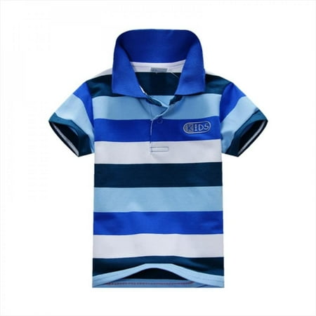 

Cleance Sale!Kids Boys Striped Clothes Summer T-Shirts School Children Clothing Cotton Short Sleeve Turn-down Collar Sports Tops Size 1-7Yrs