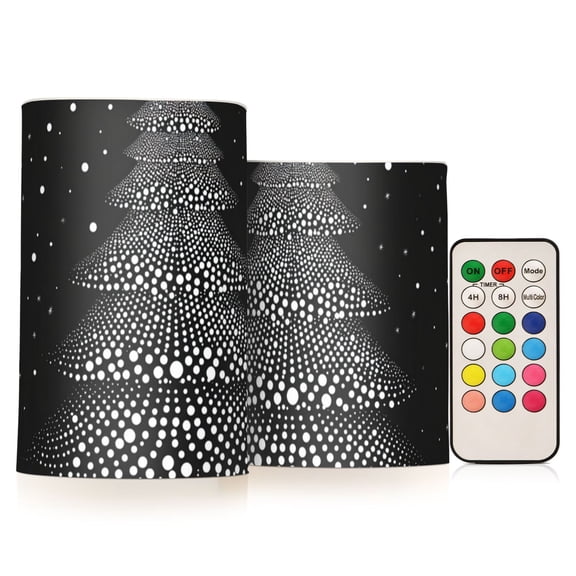 White Dot Christmas Tree Flickering Flameless Candles LED Tealight Battery Operated with Remote Set of 2 Holiday Decor Ornaments