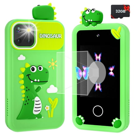 Kids Smart Phone Toy, 2.8" Touchscreen, Dual Camera, Music, Games, 32GB SD Card for Kids, Green