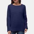 thumbnail image 4 of larppty Sweaters for Women 2025 Fall Long Sleeve Casual Loose Fit Knitted Basic Pullover Sweater Tops (Blue, S), 4 of 7