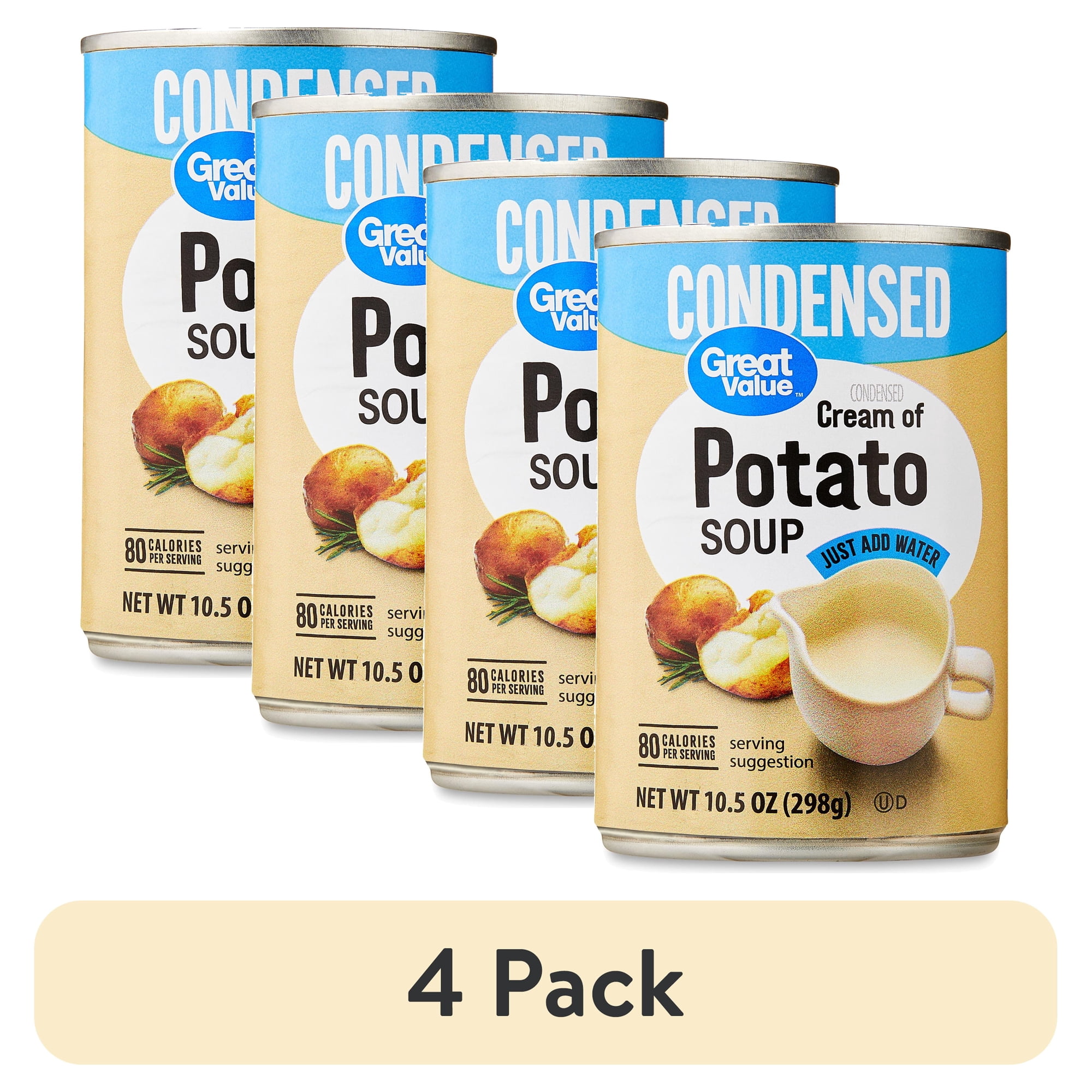(4 pack) Great Value Cream of Potato Condensed Soup, 10.5 oz