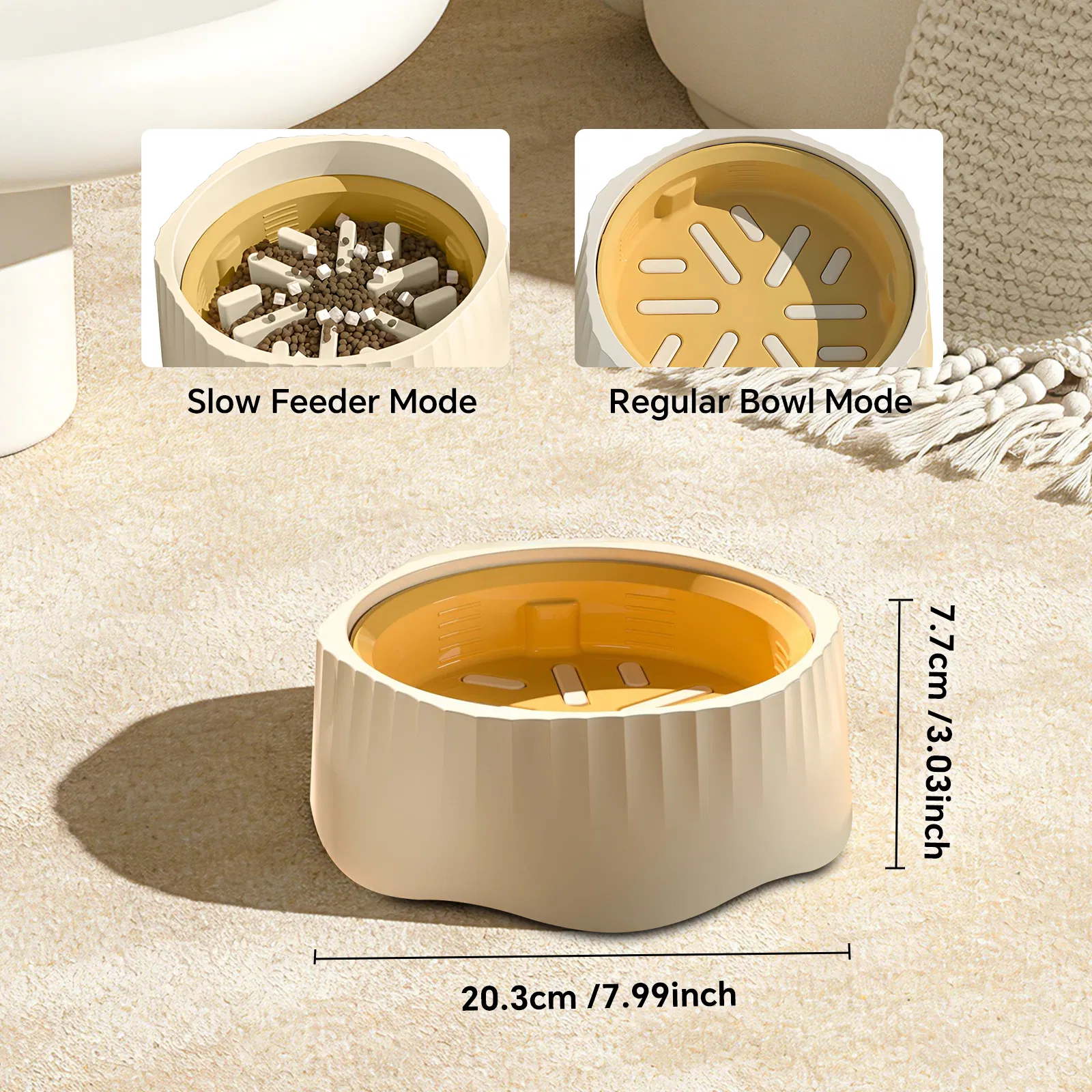 Pink 2-in-1 Slow & Fast Pet Feeding Bowl, Anti-Choke Maze Feeder with Non-Slip Feet for Cats & Dogs