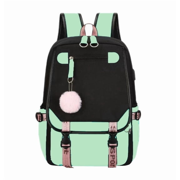 Girls School Students Book Bag Outdoor Daypack Backpack with USB Charging Port