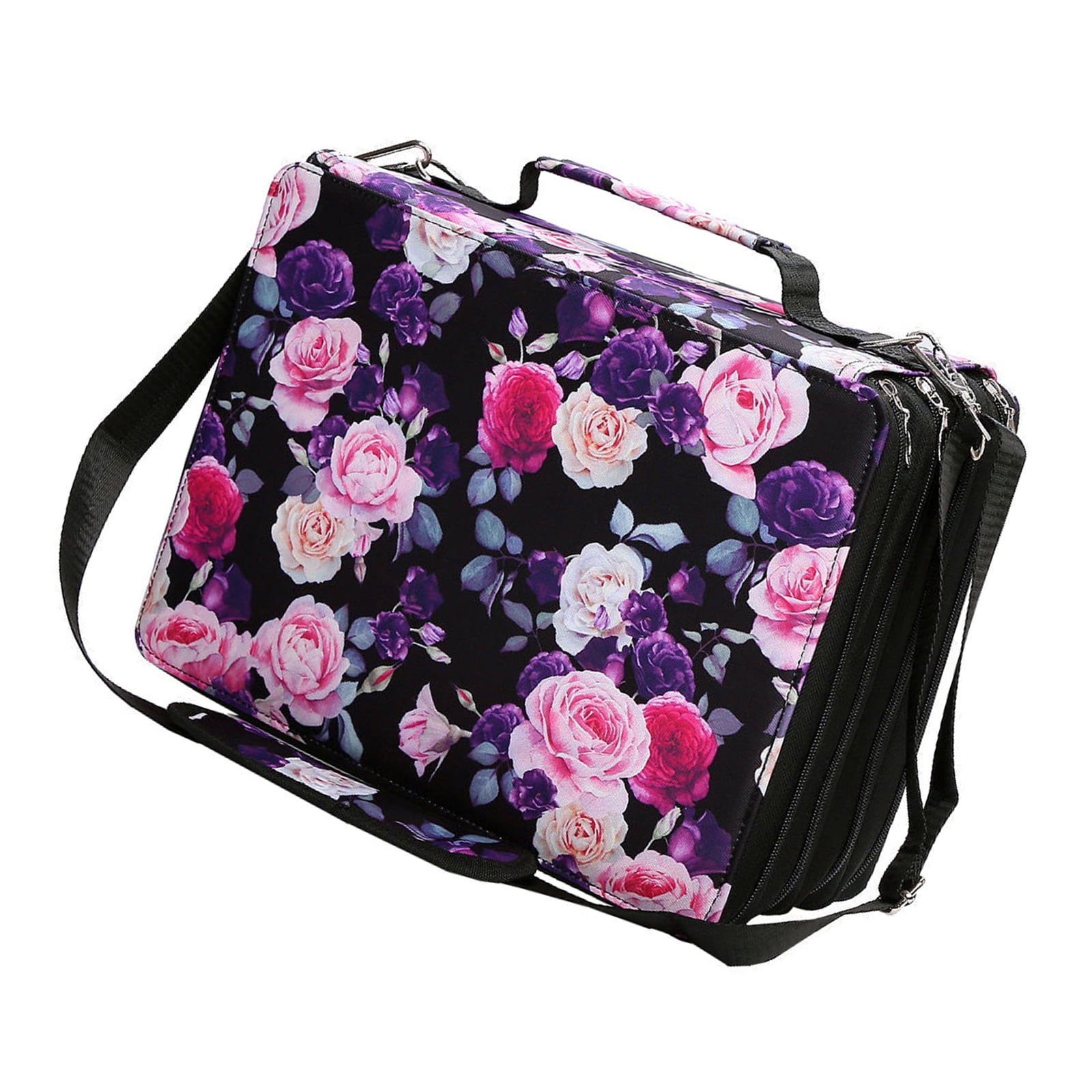 168/224 Slots Leather Marker Case with Shoulder Strap Large Multi-layer Markers Holder Carrying Bag for Paint Brush