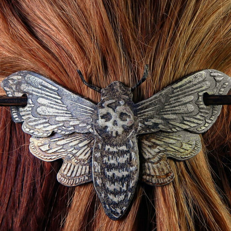Large Whimsical Wooden Hair Needle Pin the MOTH Pack Large Vintage  Butterfly Gothic Gift Lasercut Jewelry Death's Head Hawk Moth Hawkmoth 