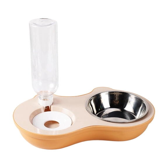 Qholemyo Raised 2 In 1 Pet Bowl Pet Food Bowl Stainless Steel Double Feeding Bowl Non Slide Base Dry Wet Food Water Feeder For Cats