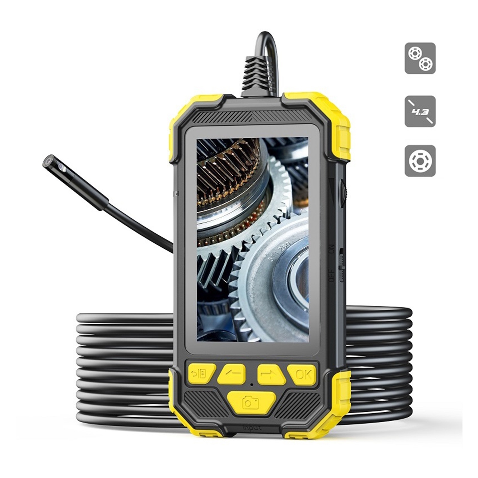 Y19 Endoscope Camera Single & Dual Lens Camera 4.3" IPS Screen HD1080P Endoscope For Car Underwater Camrea LEDs Rigid Cable ,Convenient to Use
