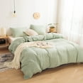 thumbnail image 4 of Move Over Sage Green Bedding Sets King Green Duvet Cover Set Solid Pattern Washed Microfiber, No Filling, 4 of 9