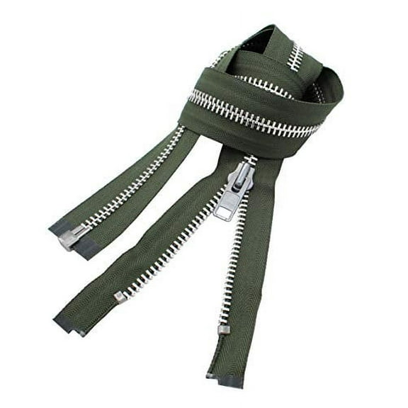 YKK #10 10 Inch to 36 Inch Aluminum Separating Jacket Zipper Extra Heavy Duty Metal Zippers for Sewing Coats Crafts (Olive Green - 567, 35 Inches)