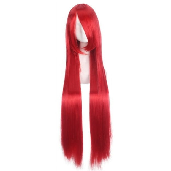 XmhyTop 39.4" Long Sleek Straight Wigs with Fringe Bangs, Heat-Resistant Synthetic Hair, Vibrant Color Options, Cosplay, Anime, Party & Daily Wear, Women's Wigs,Red