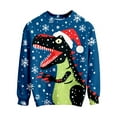 thumbnail image 5 of Boys Christmas Dinosaur Pattern Crewneck Thermal Pullover for Winter Holiday and Casual Wear, 5 of 5