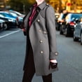 thumbnail image 2 of UTSJKR Clearance Women's Winter Wool Blend Trench Coat Casual Lapel Woolen Coats Trendy Mid-Length Single Breasted Jackets Business Dressy Work Peacoats Gray M, 2 of 6