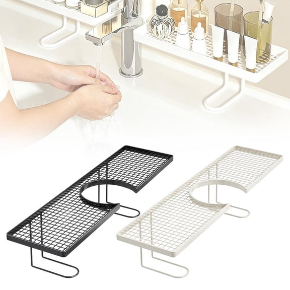 CozeLy No Drill Freestanding Bathroom Organizer Over the Sink Shelf Space Saving Faucet Shelf Storage Rack for Countertop Easy Tool Free Installation