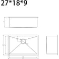 thumbnail image 3 of 27 Inch Undermount Kitchen Sink, 27" L x 18" W x 9" D Stainless Steel Single Bowl Kitchen Sink, Bar or Prep Kitchen Sink, with Basket Strainer, Drying Rack, 3 of 6