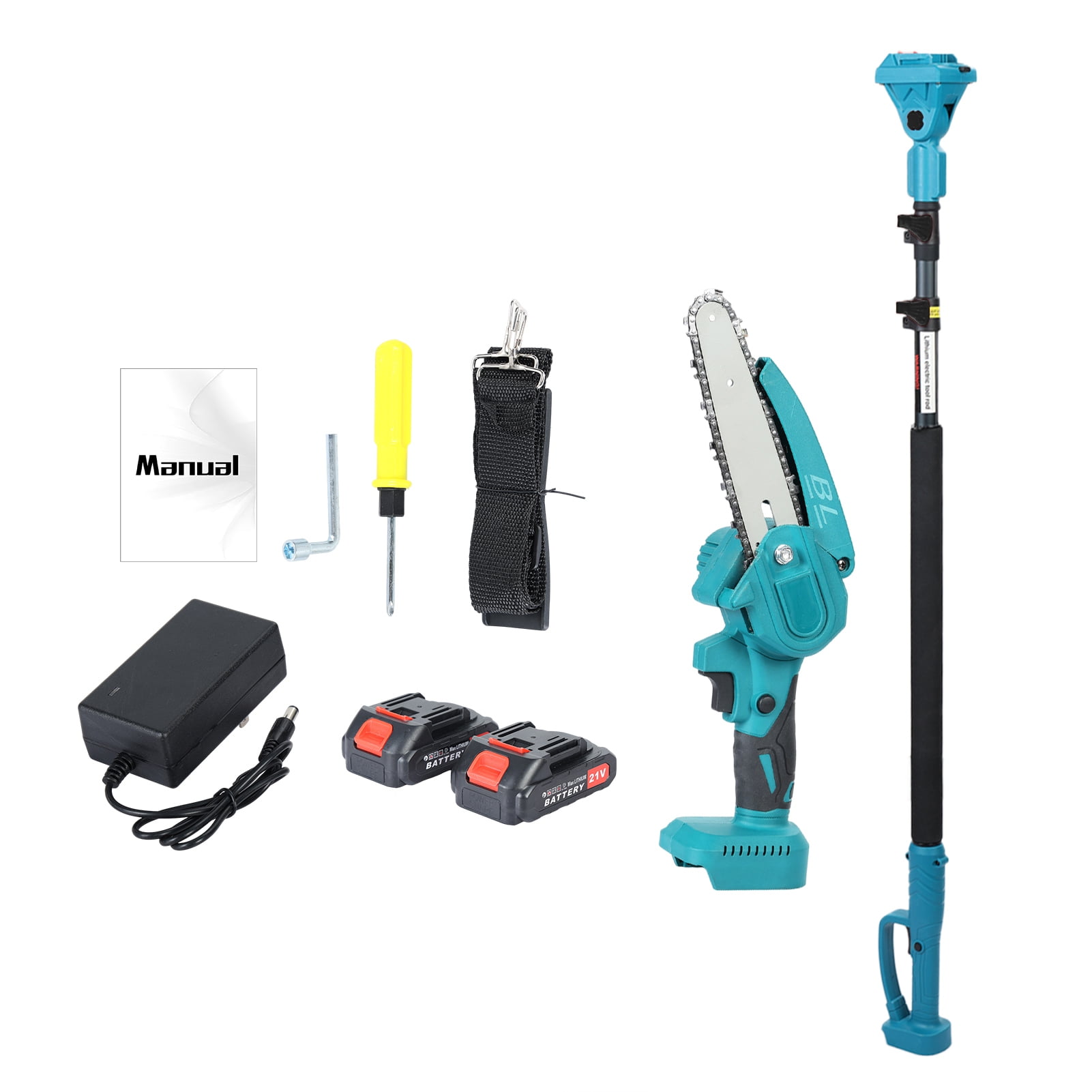 Arlohe 6-Inch Electric Pole Saw,800W Brushless Motor,4.6-9.8ft Retractable Pole,2x2000mAh Batteries,Landscape Gardening Tool