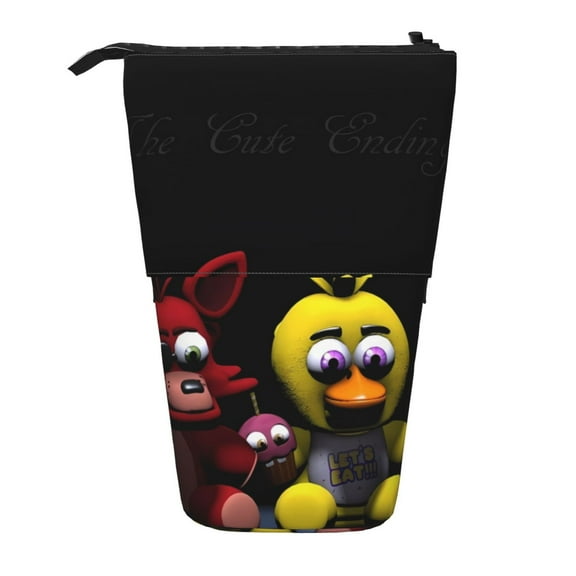 Lsque Five Nights At Freddy'S Pattern Telescopic Pencil Bag Pen Holder Stationery Case, Stand-up Retractable Transformer Bag Organizer