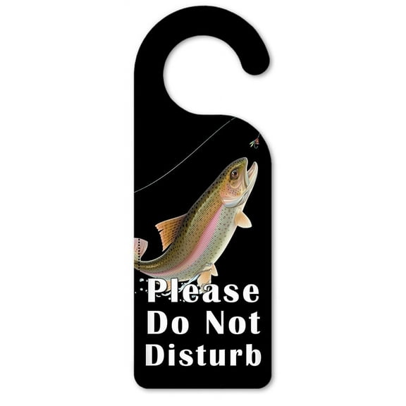Do Not Disturb Door Knob Hanger Sign - Leaping Fish (black)