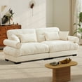 thumbnail image 3 of FFH 93.7" Loveseat Sofa, Oversized Cloud Sectional Couches for Living Room, Tufted 2 Seater Sofa with Deep Seat and Bolstered Armrests (Velvet Beige, 2 Seater), 3 of 11