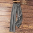 thumbnail image 5 of Women's Linen Wide Leg Pants – Drawstring Elastic Waist Casual Trousers with Pockets, Lightweight Cotton Blend for Summer Beach & Lounging(Grey,XXL), 5 of 6