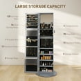 thumbnail image 5 of HOMCOM Jewelry Cabinet, 360° Swivel Jewelry Armoire with Mirror, Gray, 5 of 8