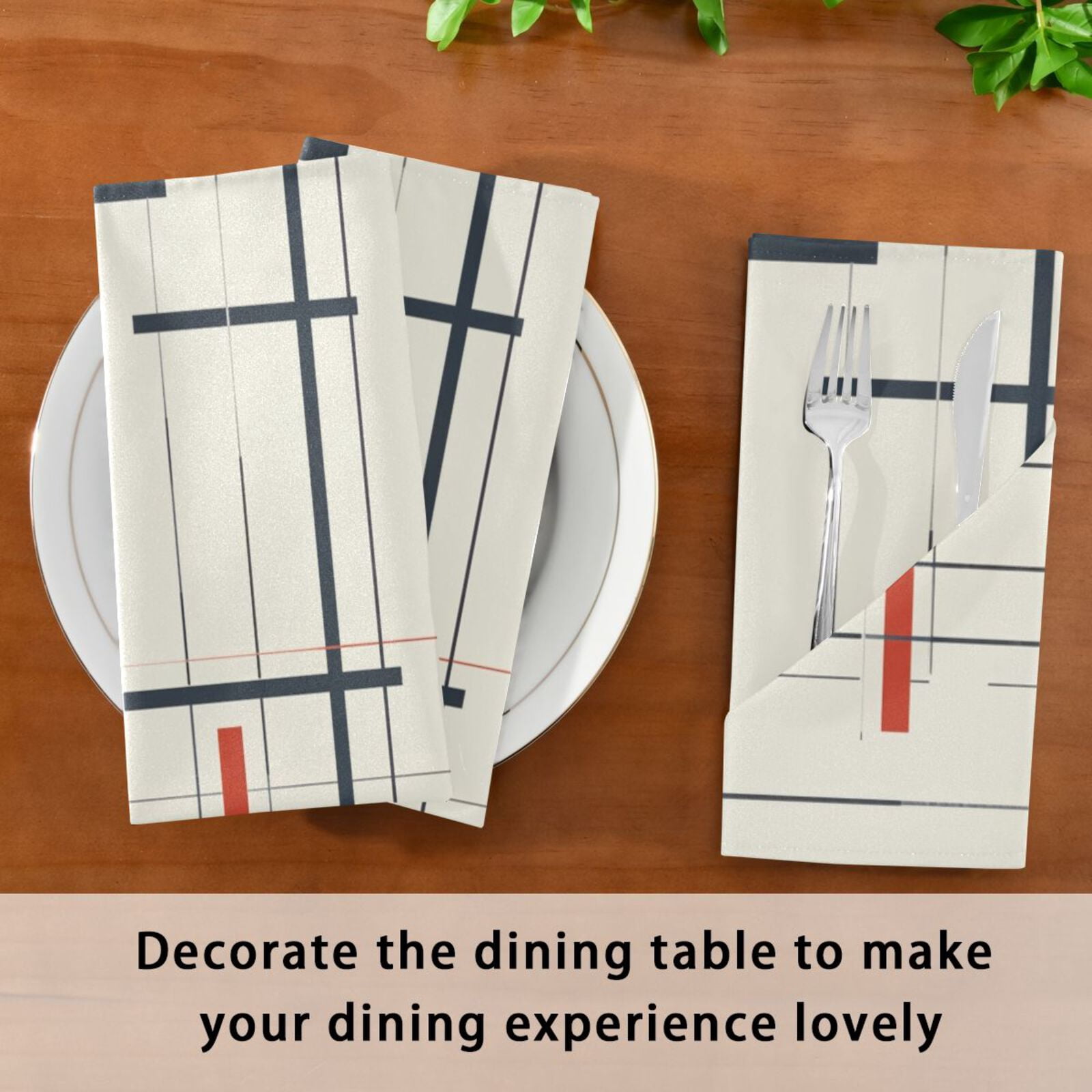 JSTEL Vertical & Horizontal Stripe Cloth Napkins Set of 6, 20x20 Inch Washable and Reusable Napkin for Decoupage Dinner Party Everyday Use