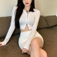 thumbnail image 5 of Women Bodycon High Waist Stretchy Mini Skirt Office Solid Color White, 5 of 7