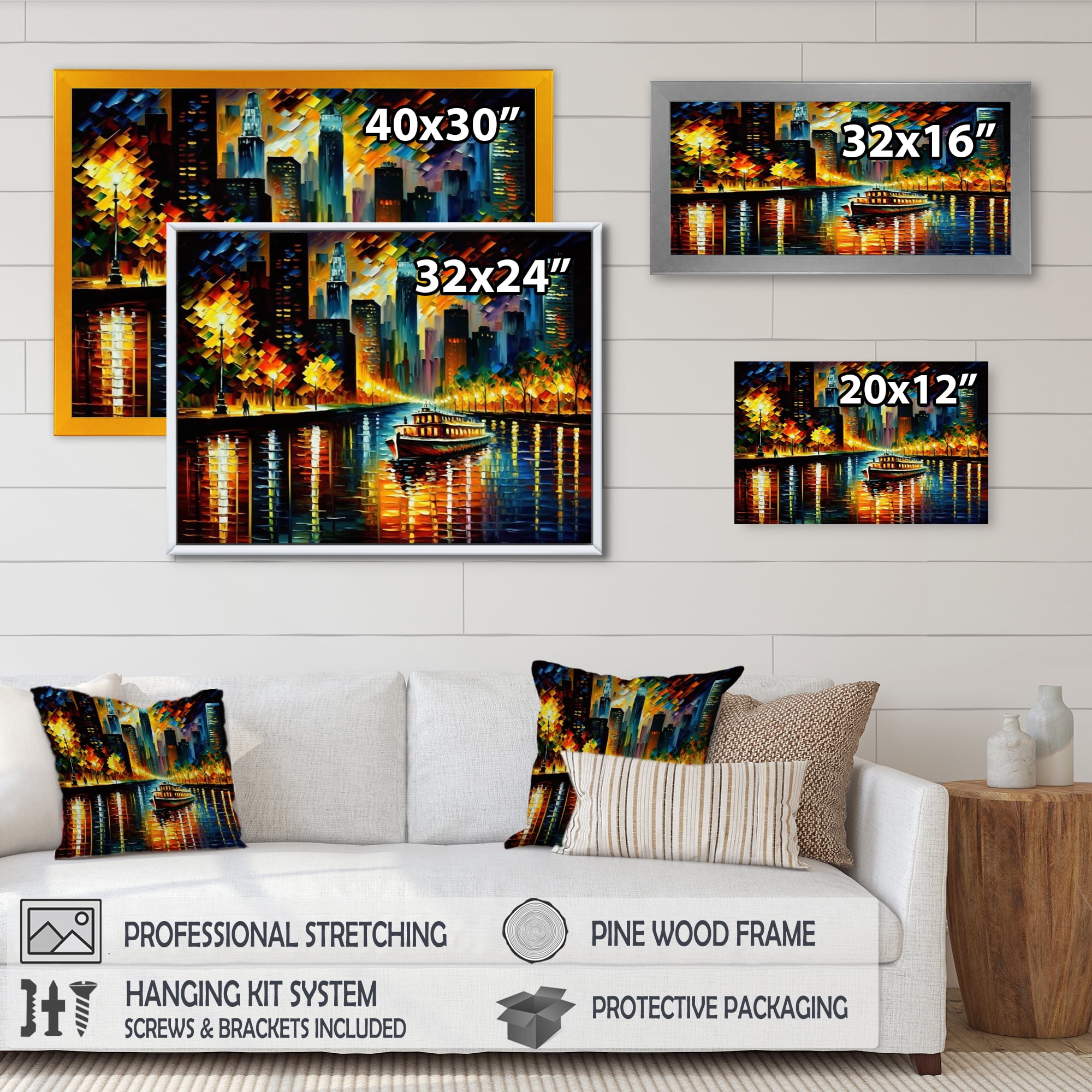 Designart Chicago River View In The Fall I Canvas Wall Art