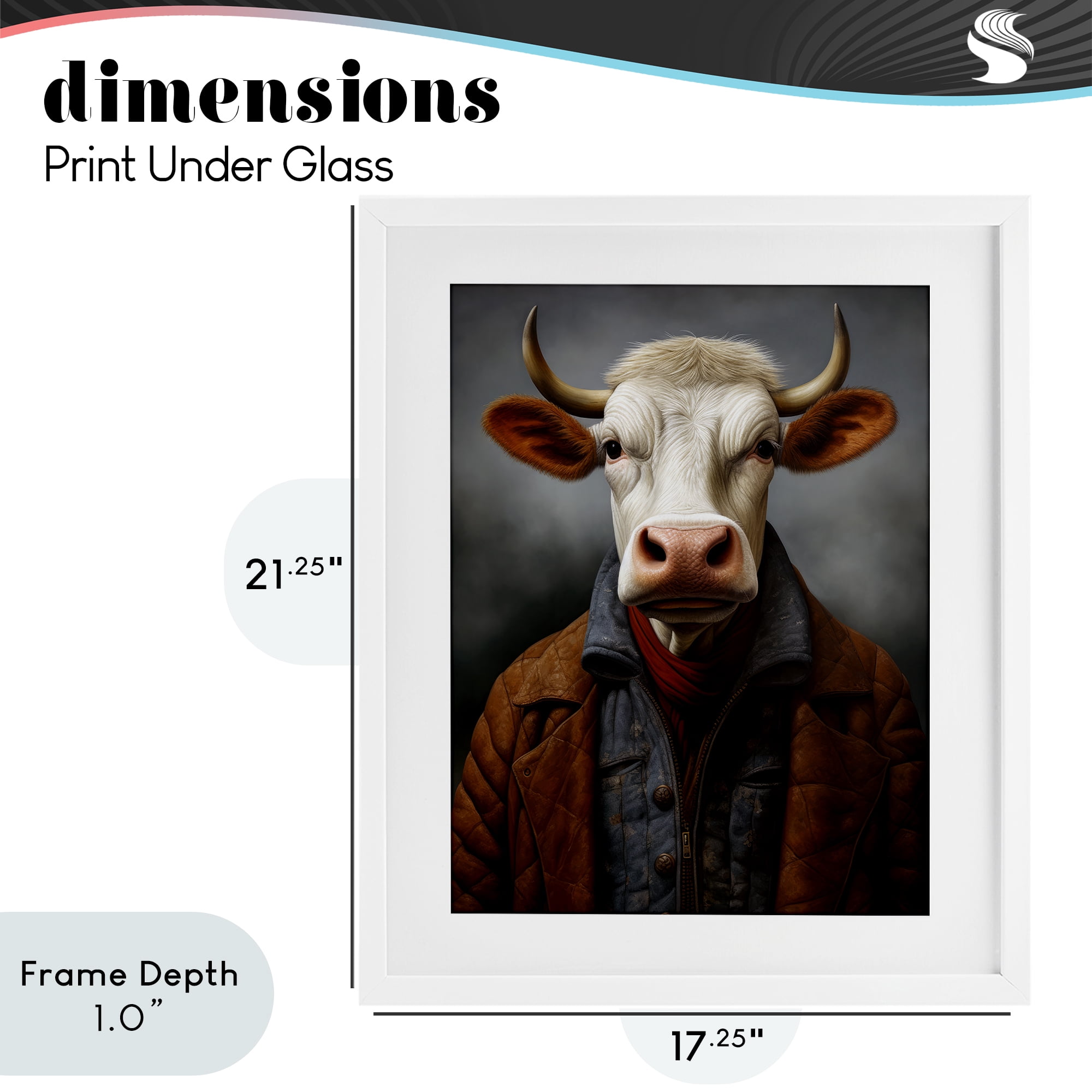 Stupell Industries Chianina Style Cow White Framed Print Under Glass, design by Ray Powers