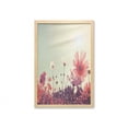 thumbnail image 1 of Floral Wall Art with Frame, Flower Garden with Open Sky and Vintage Cosmos Plant Art Photo, Printed Fabric Poster for Bathroom Living Room, 23" x 35", Sky Blue and Dark Coral, by Ambesonne, 1 of 2