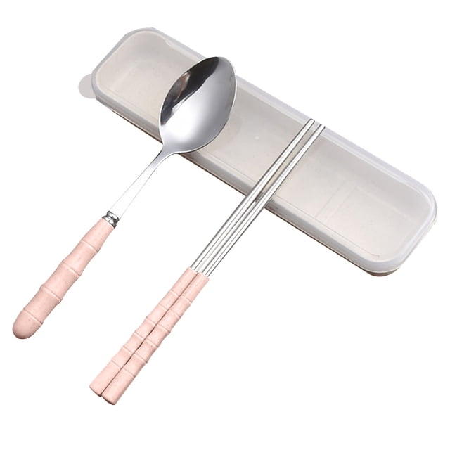 2-In-1 Stainless Steel Spoon Chopsticks Set Travel Set with Plastic Case