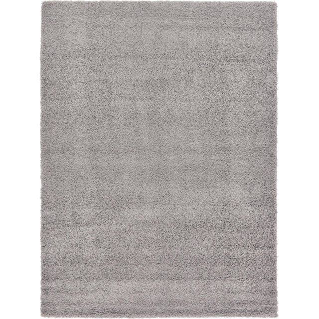 Unique Loom Solo Solid Shag Collection Modern Plush Area Rug, 8' x 11', Cloud Gray