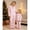 A, variant on AIGUR Mommy and Me Matching Pajamas Bow Print Feather Long Sleeve Lapel Tops and Pants Set Family Sleepwear