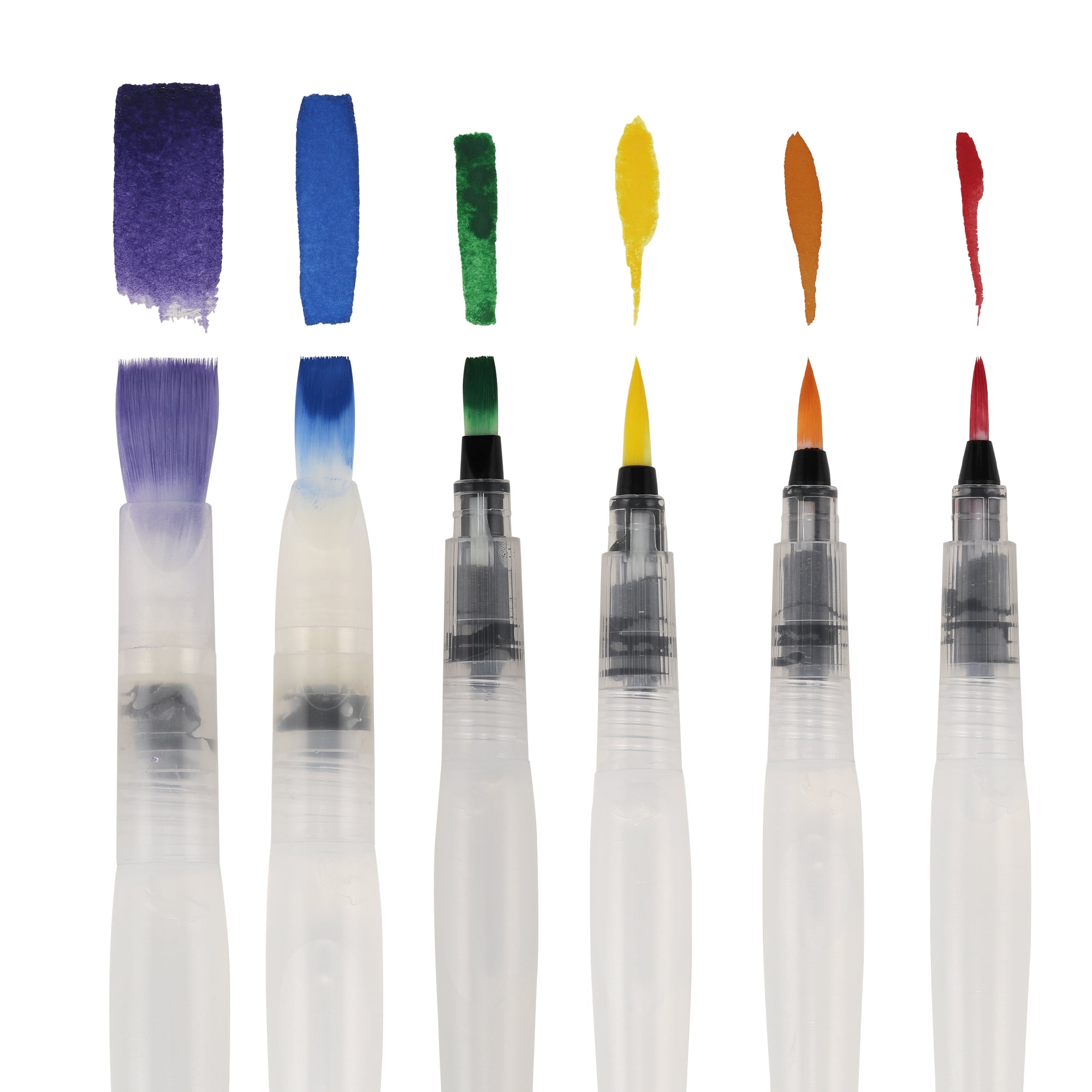 Creative Mark Aquastroke Pro Water Brush Pen - Water Soluble Paint Brushes Perfect For On-The-Go Or In The Studio - Brush Set (Mixed Set of 6)