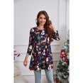 thumbnail image 6 of Christmas Blouses for Women Casual 3/4 Sleeve Tunic Tops Loose Fit Snowman Print Xmas Shirts, 6 of 7